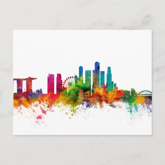 Singapore Skyline Briefkaart (Voorkant)