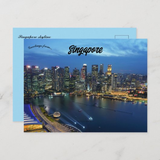Singapore Skyline Briefkaart (Voorkant / Achterkant)