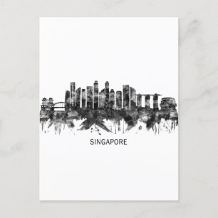 Singapore Skyline BW Feestdagenkaart