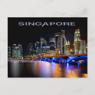 Singapore skyline en de Esplanadebrug Briefkaart