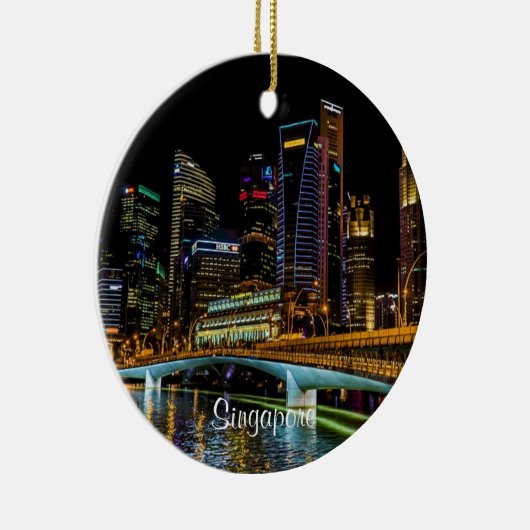 Singapore Skyline, gelabeld Keramisch Ornament (Rechts)