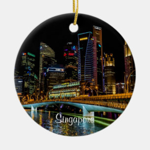 Singapore Skyline, gelabeld Keramisch Ornament