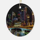 Singapore Skyline, gelabeld Keramisch Ornament (Links)