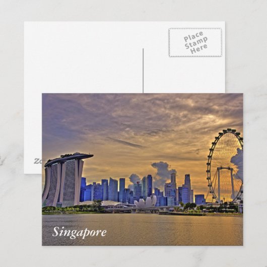 Singapore Skyline in de Sunset Briefkaart (Voorkant / Achterkant)