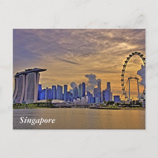 Singapore Skyline in de Sunset Briefkaart (Voorkant)