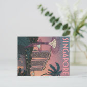 Singapore Skyline in futuristische retrokunst Briefkaart (Staand voorkant)