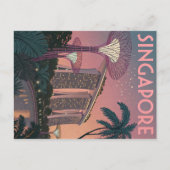 Singapore Skyline in futuristische retrokunst Briefkaart (Voorkant)