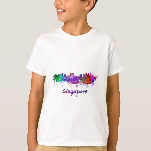 Singapore skyline in watercolor t-shirt (Voorkant)