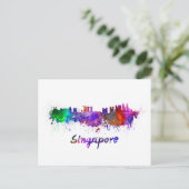 Singapore skyline in waterverf briefkaart (Staand voorkant)