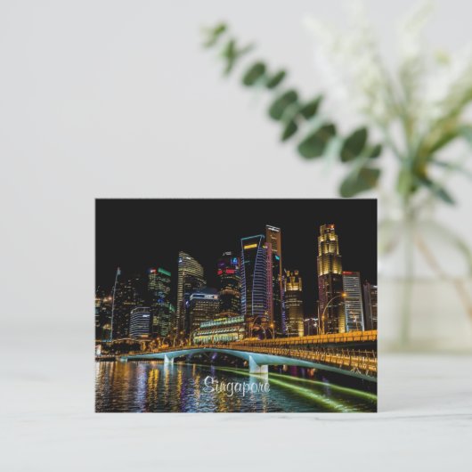 Singapore Skyline, nachtlichten Briefkaart (Staand voorkant)