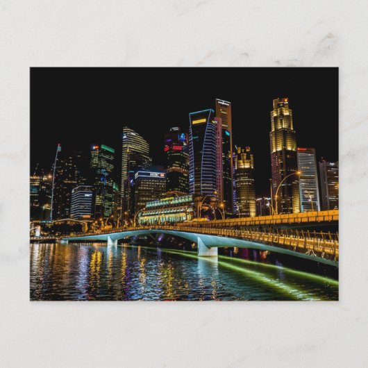 Singapore Skyline, nachtlichten Briefkaart (Voorkant)