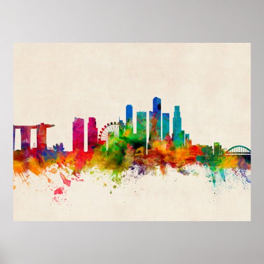 Singapore Skyline Poster (Voorkant)