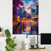 Singapore Skyline Poster Futuristische Aziatische  (Thuiskantoor)