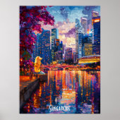 Singapore Skyline Poster Futuristische Aziatische  (Voorkant)