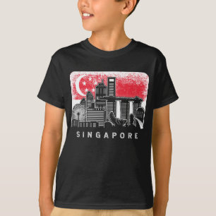 Singapore Skyline  Singaporese vlag T-shirt