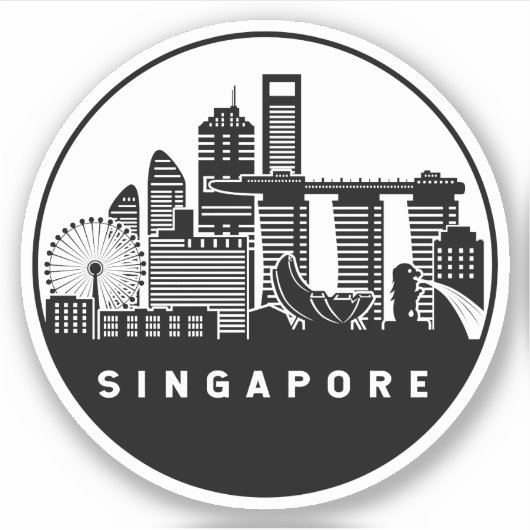 Singapore Skyline Sticker (Voorkant)