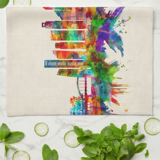 Singapore Skyline Theedoek (Gevouwen)