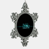 Singapore Skyline Tin Sneeuwvlok Ornament (Links)