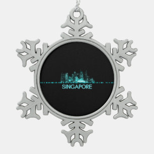 Singapore Skyline Tin Sneeuwvlok Ornament