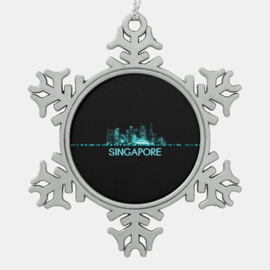 Singapore Skyline Tin Sneeuwvlok Ornament (Voorkant)