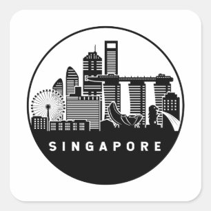 Singapore Skyline Vierkante Sticker