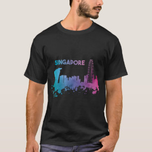 Singapore Skyline Waterverf Asia Souvenir P T-shirt