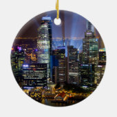 Singapore stad bij nacht keramisch ornament (Achterkant)