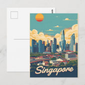 Singapore stad retro Silhouet Briefkaart (Voorkant / Achterkant)