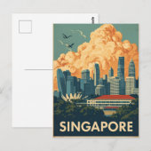 Singapore stad retro Silhouet Briefkaart (Voorkant / Achterkant)
