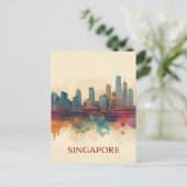 Singapore stad retro Silhouet Briefkaart (Staand voorkant)