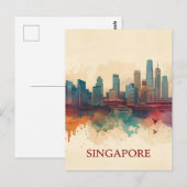 Singapore stad retro Silhouet Briefkaart (Voorkant / Achterkant)