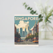 Singapore stad retro Silhouet Briefkaart (Staand voorkant)