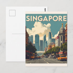 Singapore stad retro Silhouet Briefkaart