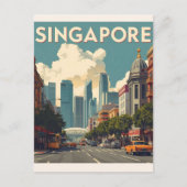 Singapore stad retro Silhouet Briefkaart (Voorkant)