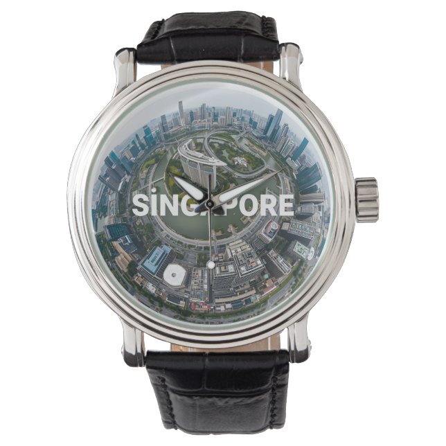 Singapore stad retro Silhouet Horloge (Voorkant)