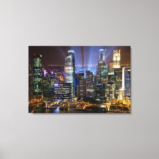 Singapore stadscentrum 's nachts canvas afdruk (Voorkant)