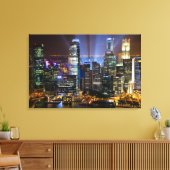 Singapore stadscentrum 's nachts canvas afdruk (Insitu (Woonkamer))
