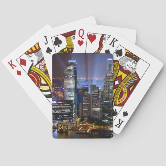 Singapore stadscentrum 's nachts pokerkaarten (Achterkant)