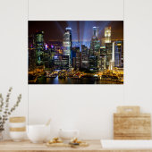 Singapore stadscentrum 's nachts poster (Keuken)