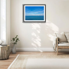 Singapore Strait Ocean Uitzicht met vrachtschepen Poster