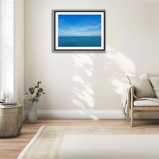 Singapore Strait Ocean Uitzicht met vrachtschepen Poster