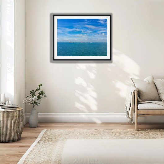 Singapore Strait Shipping Lanes met vrachtschepen Poster