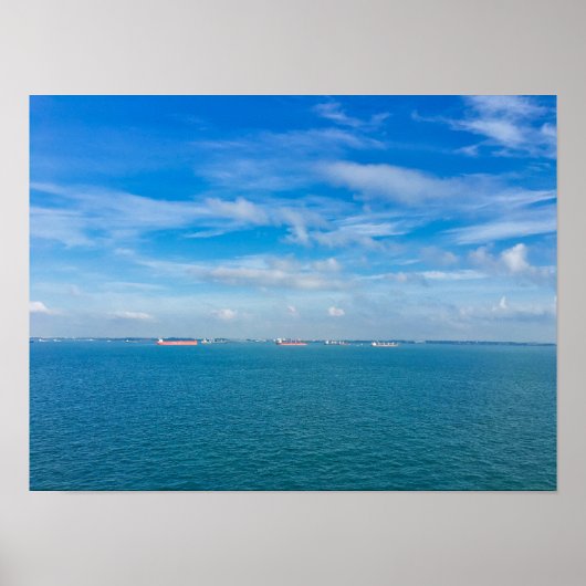 Singapore Strait Shipping Lanes met vrachtschepen Poster (Voorkant)