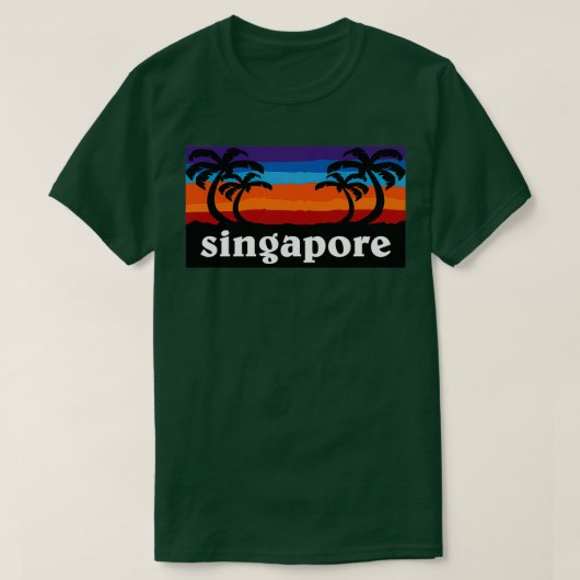 Singapore Sunset Palm Tree Outdoor Surfing Surf Cr T-shirt (Design voorkant)