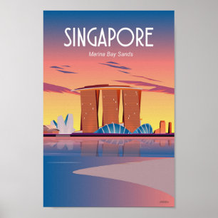 Singapore Travel poster, Marina bay zand Poster