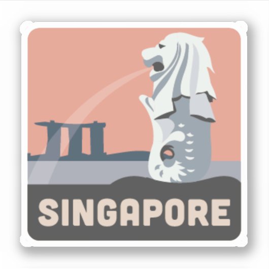Singapore Travel Vinyl Sticker (Voorkant)