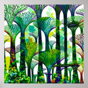 Singapore tuinen van de baai - Canvas Art afdrukke Poster