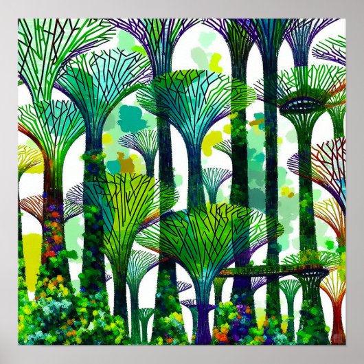 Singapore tuinen van de baai - Canvas Art afdrukke Poster (Voorkant)