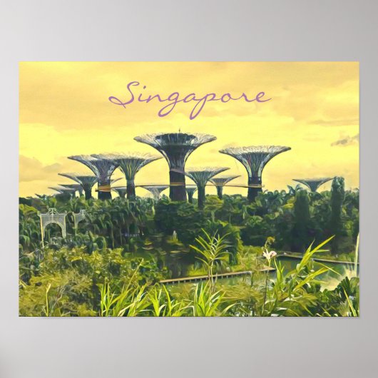 Singapore tuinen voor reisafdrukken op de baai poster (Voorkant)