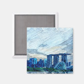 Singapore Uitzichten Kleur Magneet (Voorkant / Achterkant)